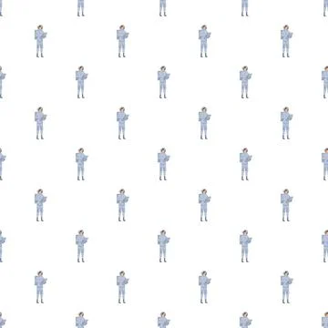 Astronaut in spacesuit seamless pattern for cosmic exploration Stock Illustration