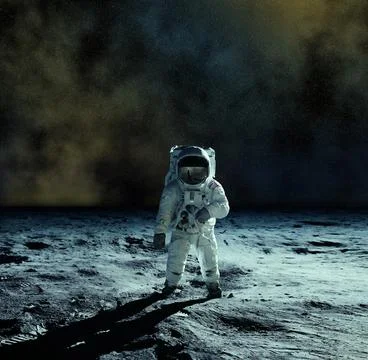 Astronaut at the spacewalk on the moon. This image elements furnished by NASA Stock Photos