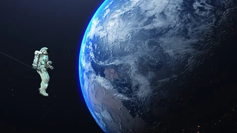 Astronaut spce walk outer earth Video stock 254934467