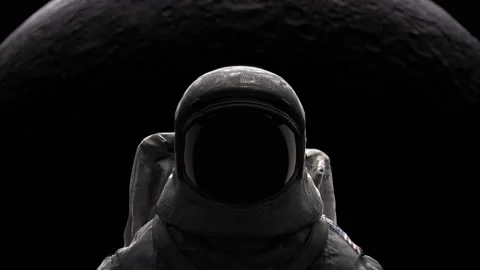 Astronaut stand in galaxy with moon background. Stock Footage 169763347