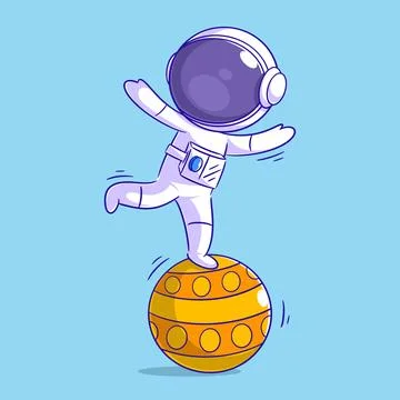 Astronaut is standing on a circus ball Stock-Illustration