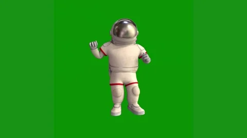 Astronaut is standing front green screen spacesuit man suit animated chromakey Stock Footage 314065012
