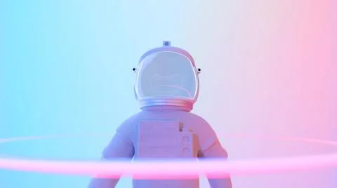 Astronaut standing in psychedelic background Stock Photos