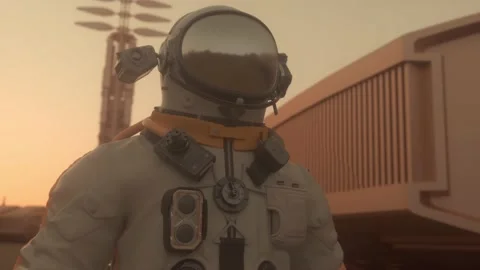 Astronaut on the surface of Mars. Mars colonization concept Video stock 239669696