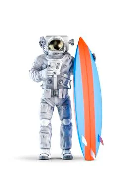 Astronaut with surfboard Illustrazione stock