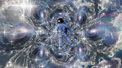 Astronaut in surreal space Stock Footage 141001237