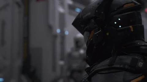 Astronaut talk in SciFi Corridor 05 Stock Footage 159102255