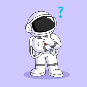 Astronaut Thinking Pose with a Question Mark Stock Illustration