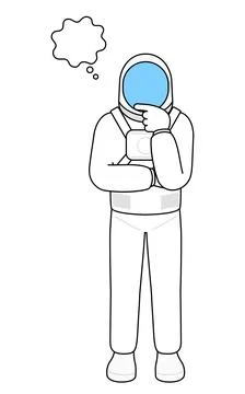 Astronaut thinking while scratching his face. Stock Illustration