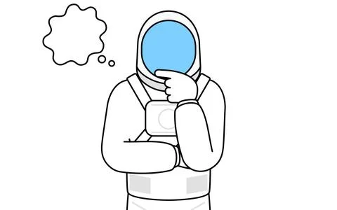 Astronaut thinking while scratching his face. Stock Illustration