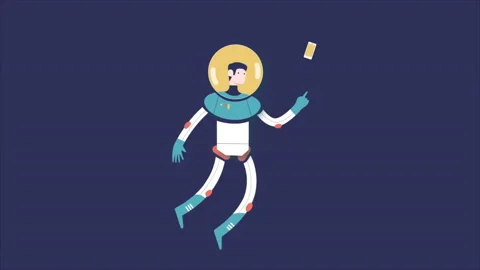 Astronaut Touch Mobile In The Space Stock Footage 232802565