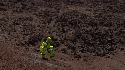Astronaut training on ground of planet mars Stock Footage 93533037
