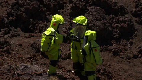 Astronaut training on ground of planet mars Stock Footage 93533071