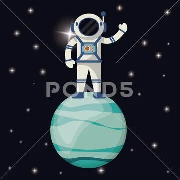 Astronaut in uranus planet Stock Illustration