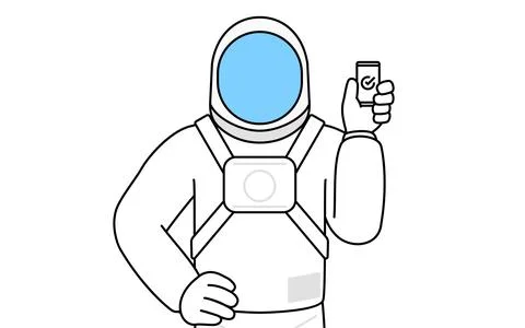 Astronaut using a smartphone at work. Stock Illustration