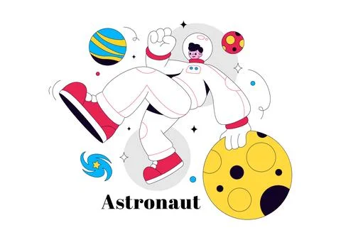 Astronaut Vector Illustration Featuring Space Exploration, Floating Cosmona.. Stock Illustration