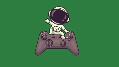 An astronaut with a video game controller and playing on it isolated isolated Stock Footage 336890071