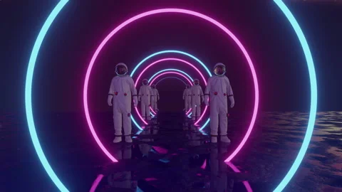 Astronaut VJ Tunnel Background Vídeo Stock 245375229