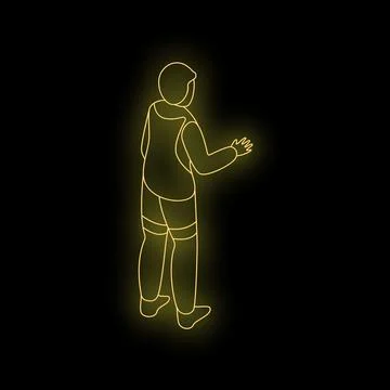 Astronaut walking and exploring space in neon light Stock Illustration