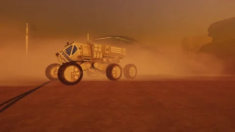 Astronaut walking on Mars Video stock 211684329