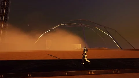 Astronaut walking on Mars Stock-Footage 211684397