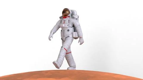Astronaut walking on mars Stock Illustration