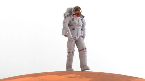 Astronaut walking on mars Stock Illustration