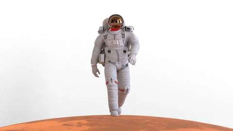 Astronaut walking on mars Stock Illustration