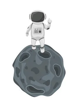 Astronaut walking in meteorite Stock Illustration