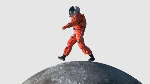Astronaut Walking On A Miniature Moon Vídeos de archivo 268334012