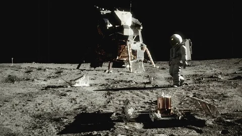 Astronaut walking on the moon. Stock Footage
