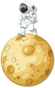 Astronaut Walking on Moon Stock Illustration