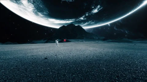 Astronaut Walking on the Moon Surface Stock Footage 327524955