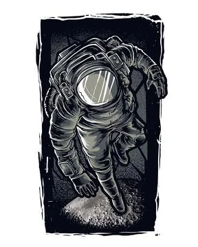 Astronaut Walking on Moon Surface Space Illustration Ilustración de archivo