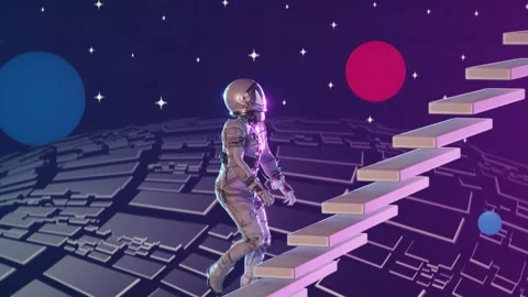 Astronaut walking up stairs vj loop Stock Footage 221284815