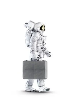 Astronaut walking with suitcase Stock-Illustration