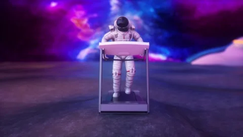 Astronaut Walking On A Treadmill In Space Front Loop Stock Footage 292292187