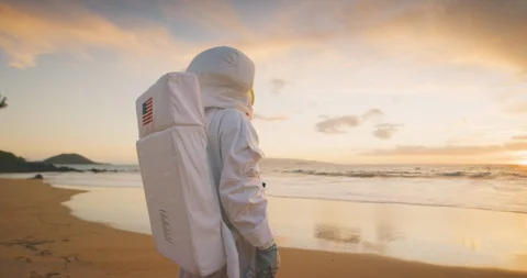 Astronaut watching the sunset Stock Footage 127676628