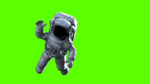 Astronaut Waves on a Green Background Video stock 131244095