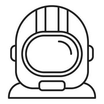 Astronaut wearing helmet exploring space minimalist line art icon Stock Illustration