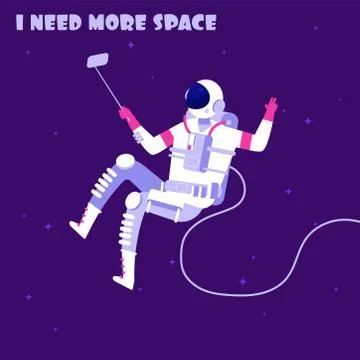 Astronaut in weightless. Spaceman in outer space. I need more space astronautics Stock Illustration