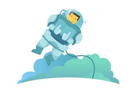 The astronaut in the weightlessness hangs in the air zero gravity. Feels great Stock Illustration