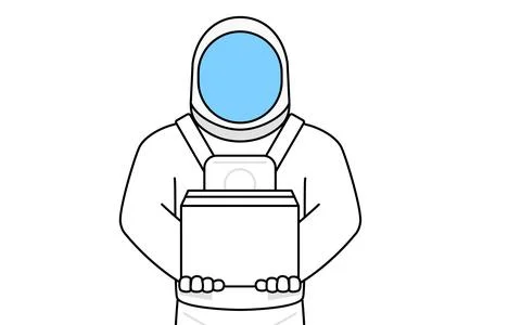 Astronaut working to carry cardboard boxes Illustrazione stock
