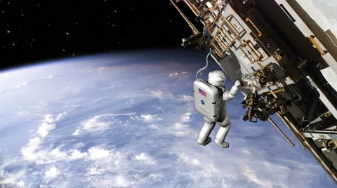 Astronaut working on ISS - 4K Video stock 56145273