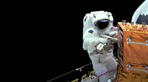 Astronaut working in space Stock Footage 50029847