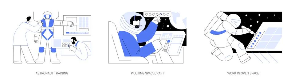 Astronautics abstract concept vector illustrations. Stock Illustration