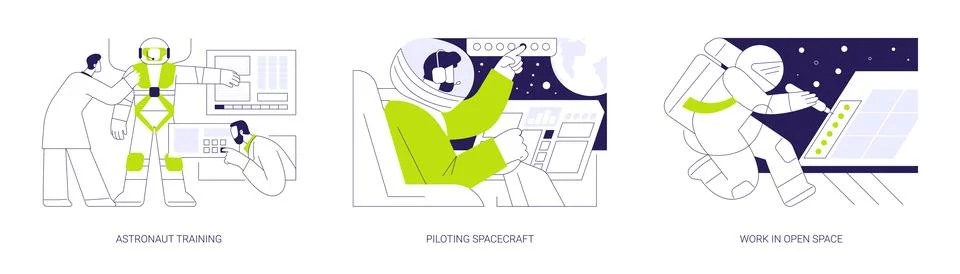 Astronautics abstract concept vector illustrations. Stock Illustration