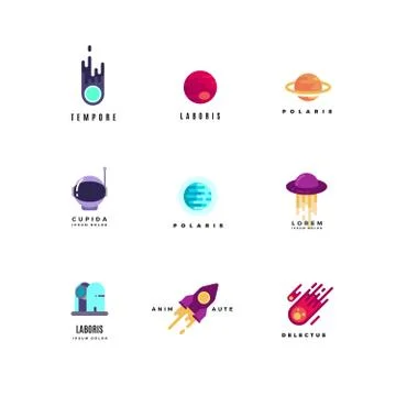 Astronautics vector logo set Stock Illustration