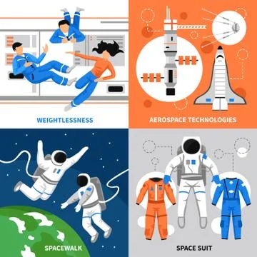 Astronauts 2x2 Design Concept 스톡 일러스트
