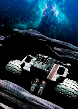 Astronauts and mining space craft 스톡 일러스트